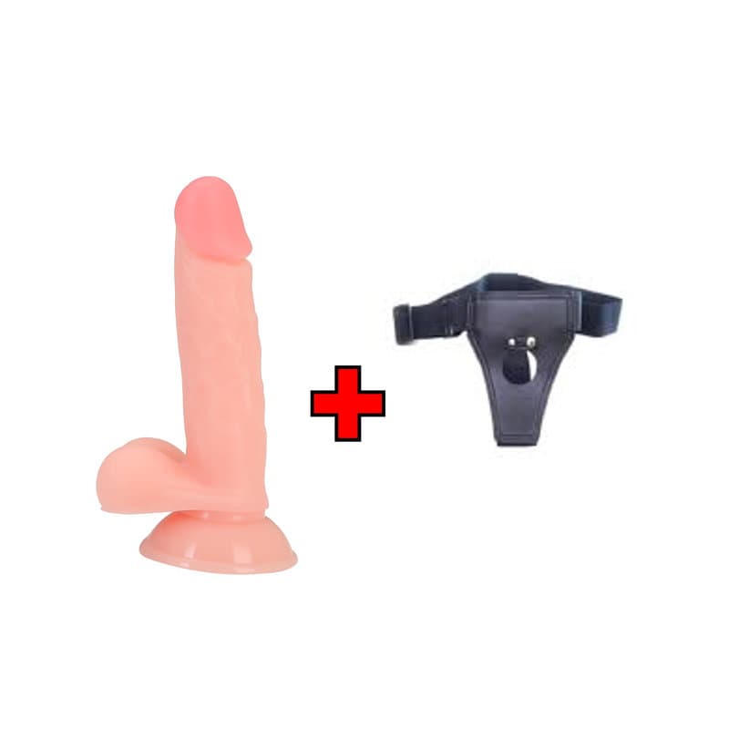 16.5 Cm. Matt Ultra Gerçekçi Doku Vantuzlu Testisli – Belden Bağlamalı Kemerli -Dildo