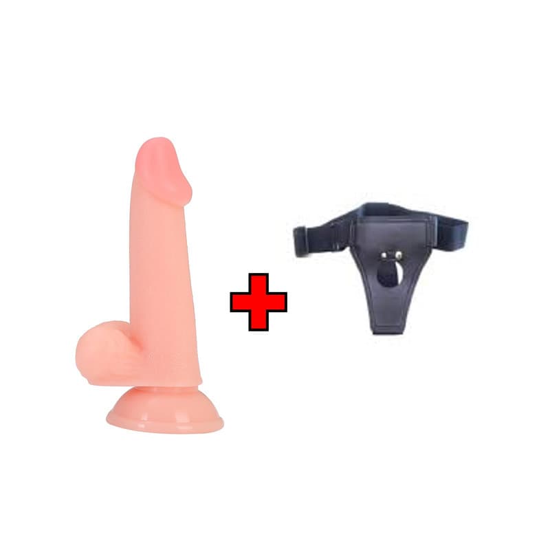 17 Cm. Alex Ultra Gerçekçi Doku Vantuzlu Testisli – Belden Bağlamalı Kemerli – Dildo