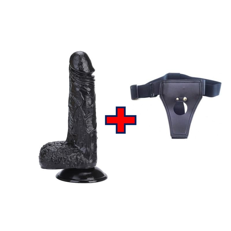18.5 Cm. Carl Ultra – Belden Bağlamalı Kemerli – Gerçekçi Doku Vantuzlu Testisli Zenci Dildo