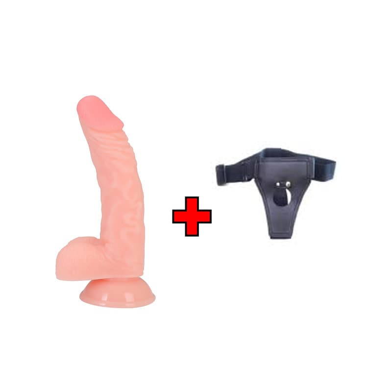 18 Cm. Daniel Ultra Gerçekçi Doku Vantuzlu Testisli – Belden Bağlamalı Kemerli – Dildo