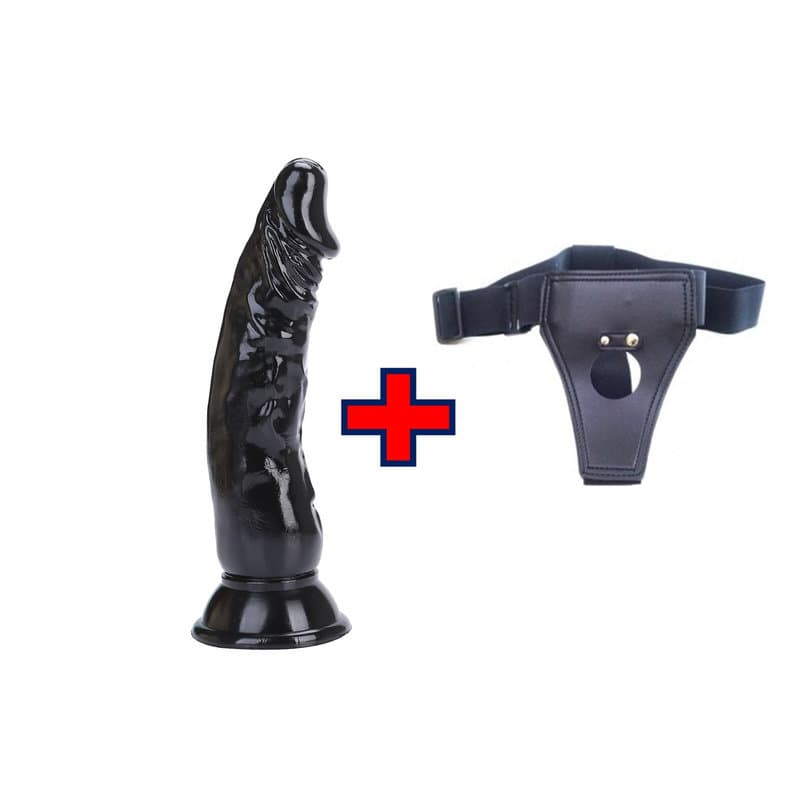 18 Cm. Hardy – Belden Bağlamalı Kemerli – Ultra Gerçekçi Doku Vantuzlu Zenci Dildo