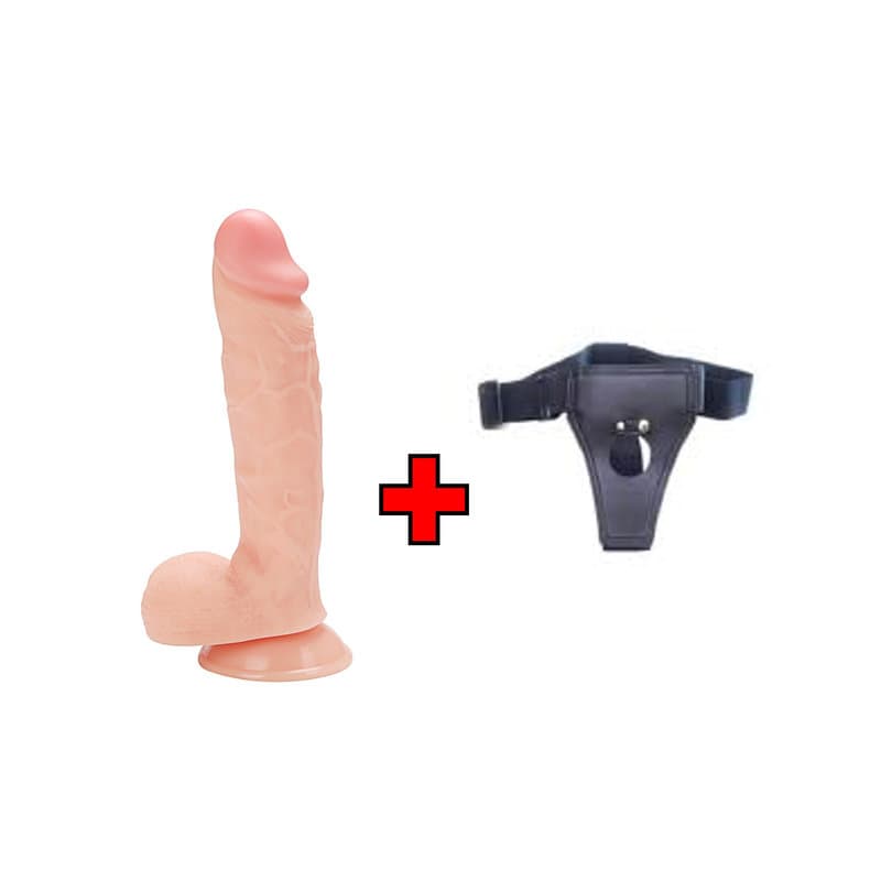 23.2 Cm. Jason Ultra Gerçekçi Doku Vantuzlu Testisli Damarlı – Belden Bağlamalı Kemerli – Dildo