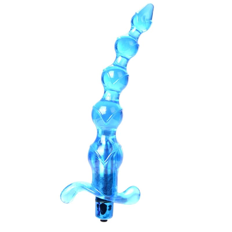 Anal Boncuk Vibratör Titreşimli Anal Plug (Mavi)