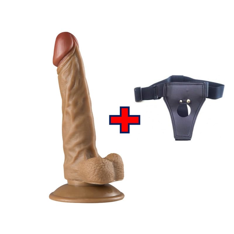 Lance’s Cock – 20 Cm. – Ultra Realistik Dokulu Testisli Vantuzlu Belden Bağlamalı Kemerli Vibratör (Esmer)