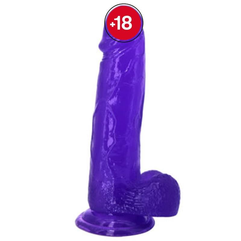 XESE – 21 Cm. – Tam Realistik Testisli Vantuzlu Vibratör (Jelly Mor)