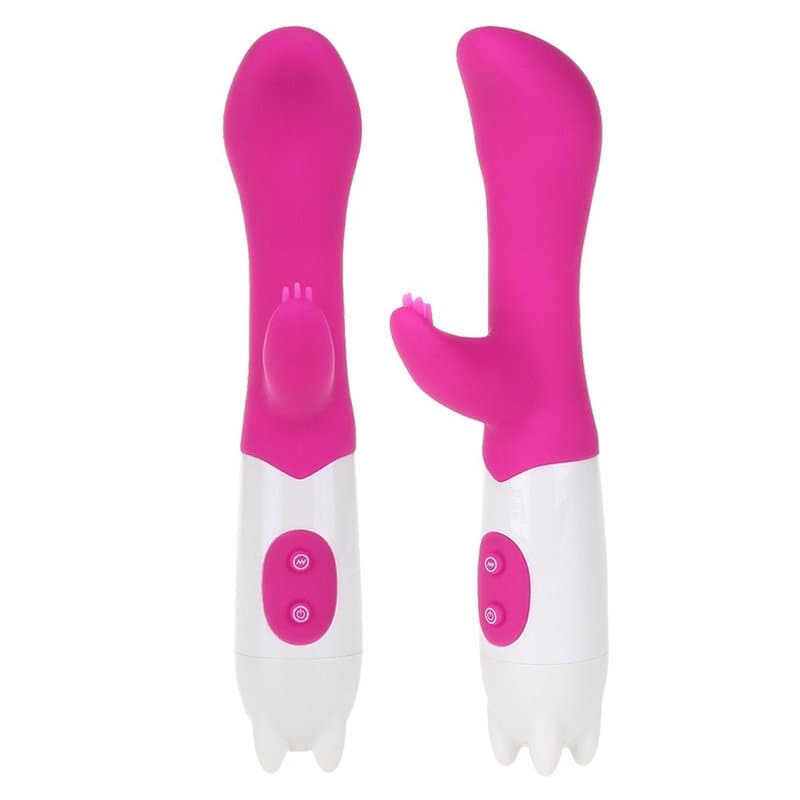 Silikon Titreşimli Klitoris Uyarıcılı G-Spot Vibratör (Pembe)