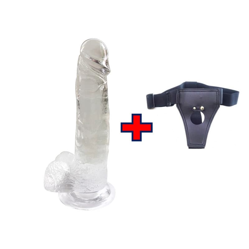 XESE – 21 Cm. – Tam Realistik Testisli Vantuzlu Belden bağlama kemerli Vibratör (Jelly Beyaz)